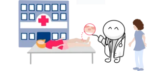 Schematische Darstellung eines Patienten im Krankenhaus