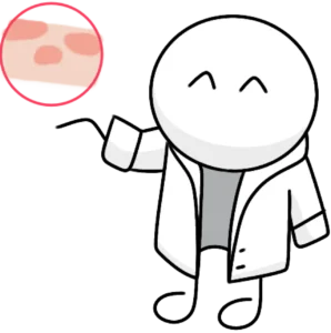 Schematische Darstellung unseres Maskottchens und der Hautanalyse