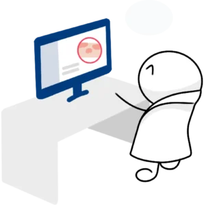 Schematische Darstellung eines Arztes bei der Befundung am Computer