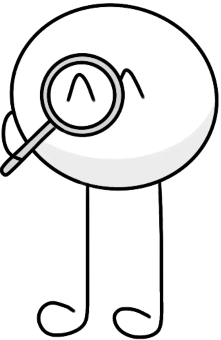 Das dermanostic Maskottchen mit Lupe in der Hand