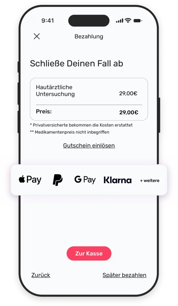 Bezahlscreen in der dermanostic App